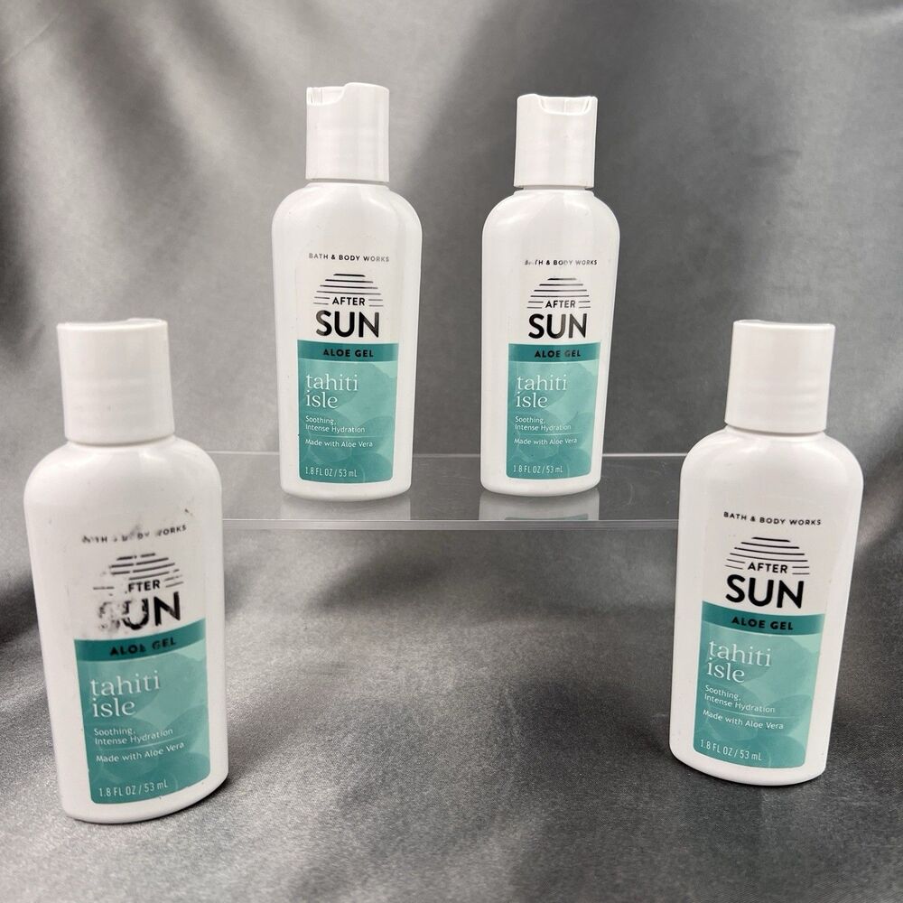 4 Piece Bath & Body Works After Sun Tahiti Isle Soothing Aloe Gel 1.8 oz Gifting